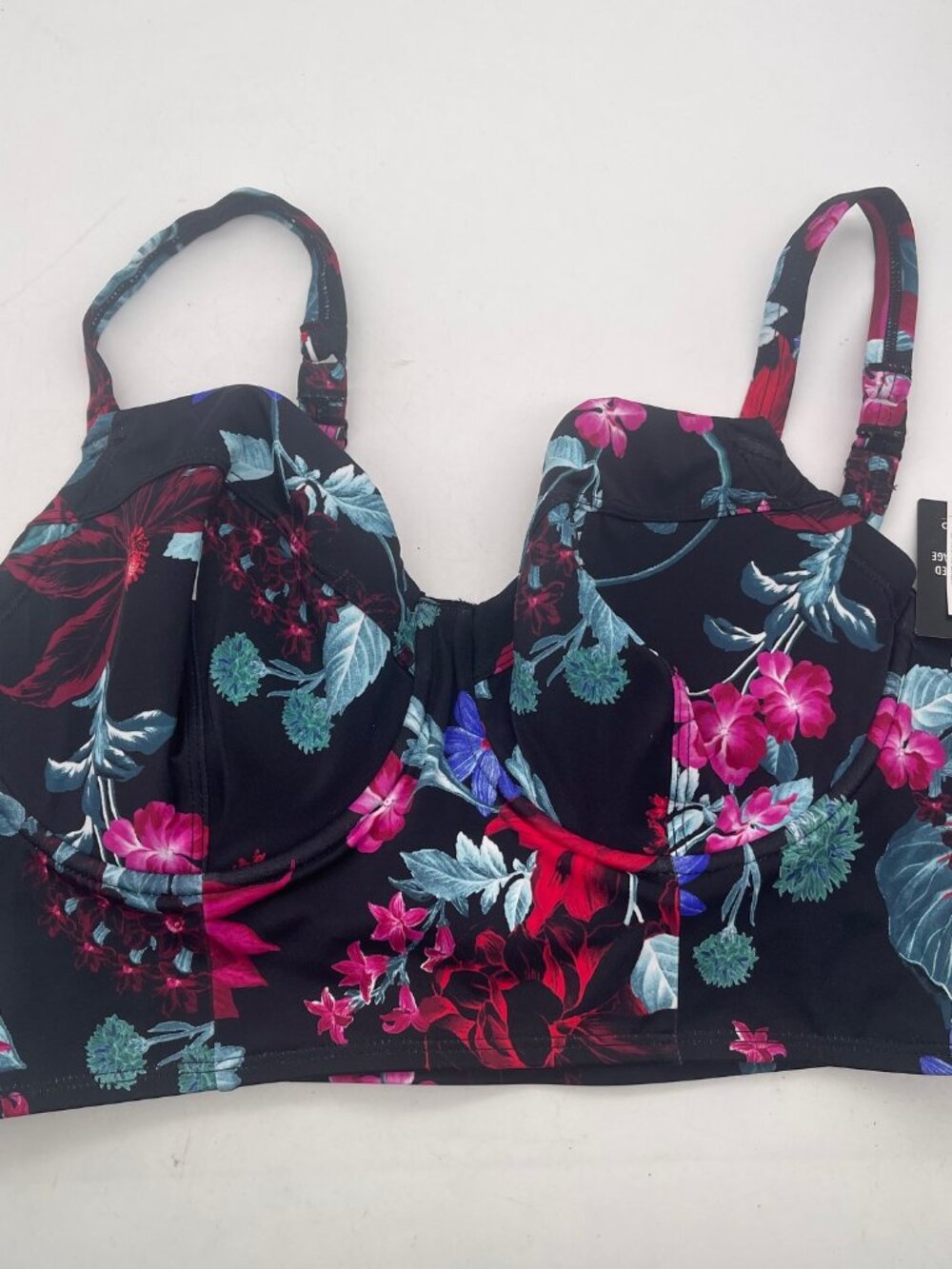 Torrid Lightly Lined Full Coverage Longline Bikini Top Tropical Size 0 C/D New